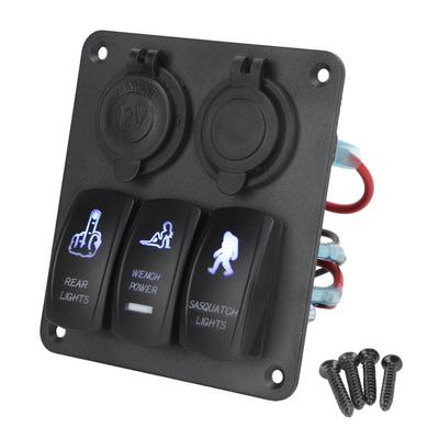 3-Schalter-Wippschalterpanel 12V-24V Dual-USB-Ladegerät Zigarettenanzünderbuchse AN AUS Schalter für LKW Wohnmobil Yacht