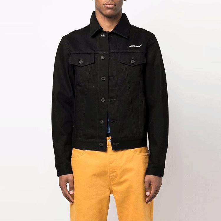 Off-White Diag Tab Slim Denim Jacket Black Men Outerwear OMYE079C99DEN0031001