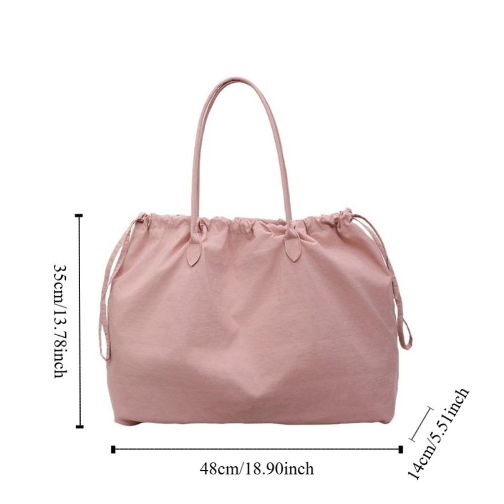 Versatile Overlarge Drawsting Bag Large Capacity Women's Handbag Simple Nylon Totes Bag  Girls