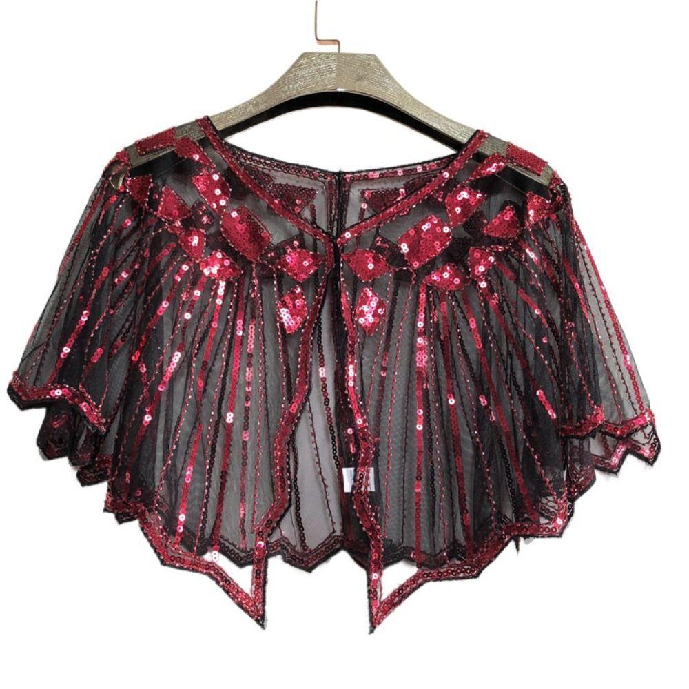 Evening Dress Accessories Sequins Shawl Wraps Party Evening Cape Elegant Ladies Flapper Cover Up