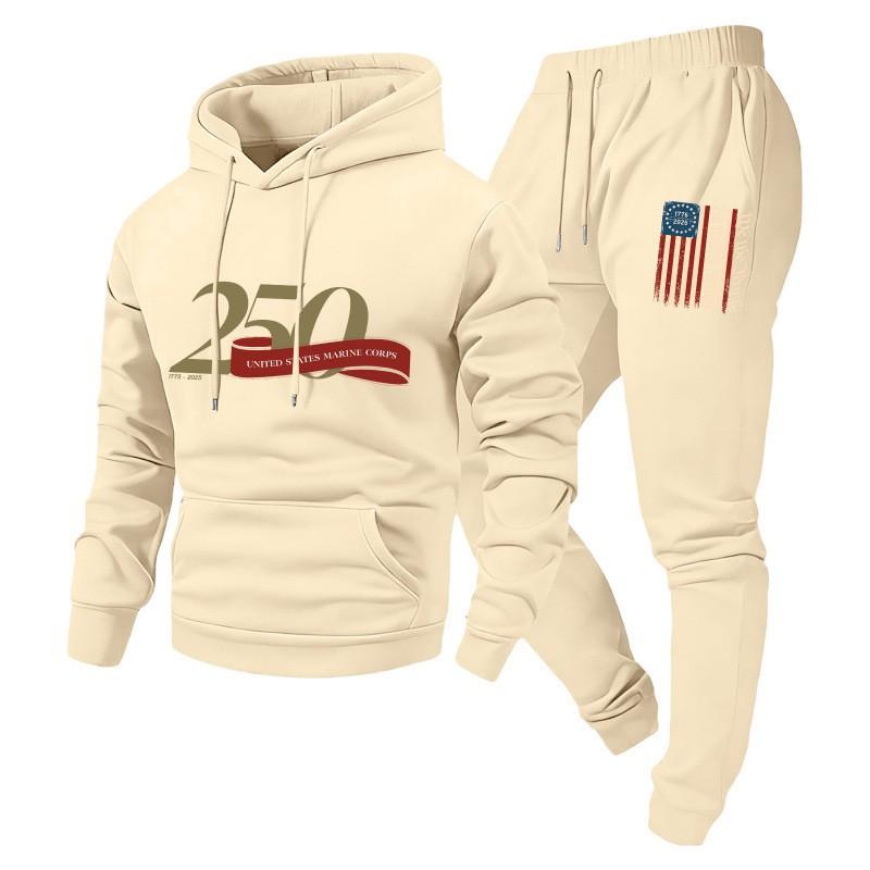 Men Women Hoodie Set Loose Casual Tracksuit 240th Anniversary Print Long Sleeve Sweatshirt Jogger