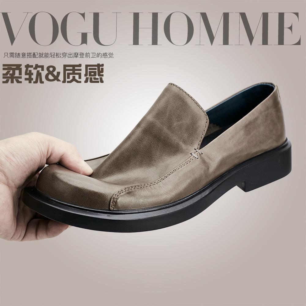 Herren Britisches Leder Atmungsaktiv Lässig Kleine Lederschuhe Weiche Sohlen Große Zehenkappe Füße Bedecken Einschlupfschuhe Herren