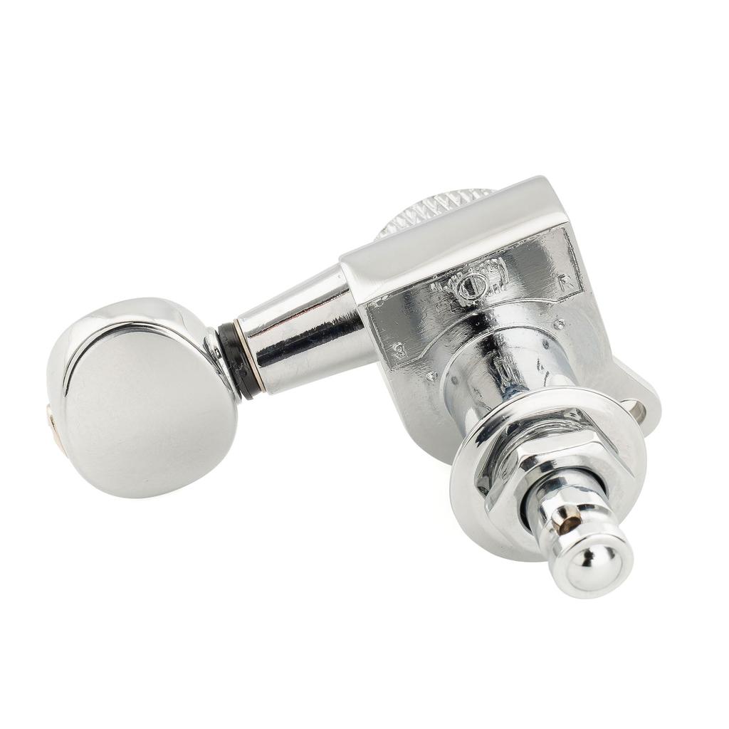 Musiclily Pro Locking Tuning Pegs with Gear Vintage Oval for and Electric Chrome 6-Piece 181 Ratio, Buttons, 45-Degree Screws, Strat, Telecaster,