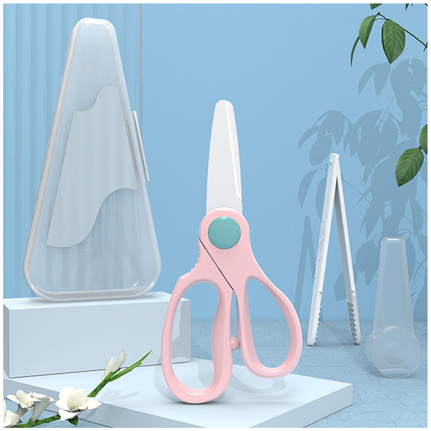 

ENZUO Ceramic Scissors for Toddlers, Baby Food, Nursing Care, Noodle Scissors, Cooking, Vegetables, Baby, Kids, Sharp, Rust-Proof, Safety Cap,
