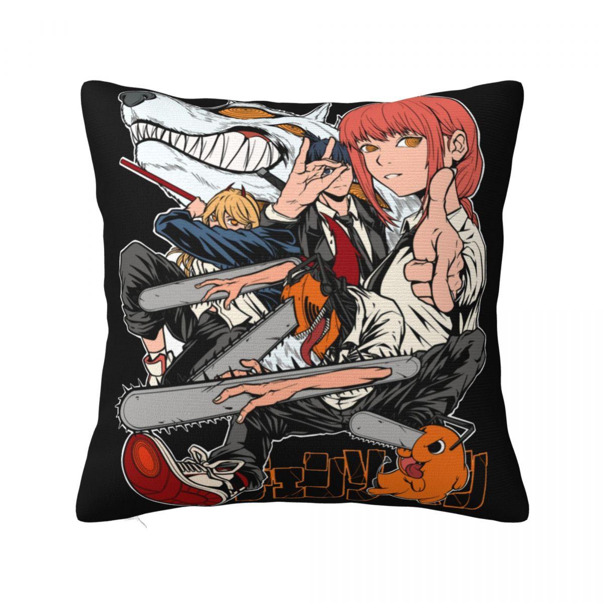 

Chainsaw Man Pillow Cases Anime Cushion Cover Funny Zipper Decorative Pillowcase for Living Room 45*45cm 12x12Inch