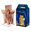 24 Pieces Stainless Steel Luxury Tableware Cutlery Set Gold Tableware Set Knife Fork Spoon Dishwasher Portable Tableware