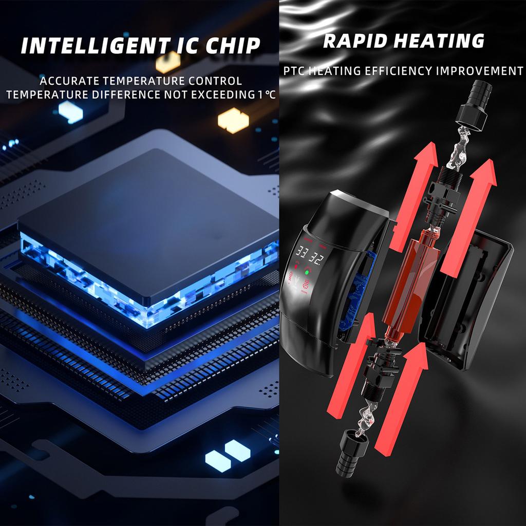 Compact External Fishtank Heater Easy Installation and Maintenance Over-Temperature Protections Aquarium Water Heater