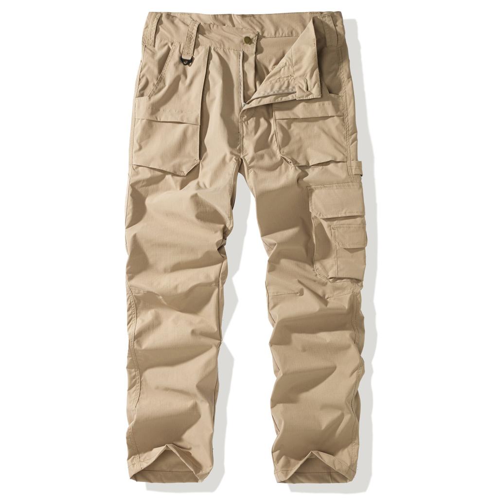 Men's multi-colored large-size long pants with multiple pockets, casual work pants