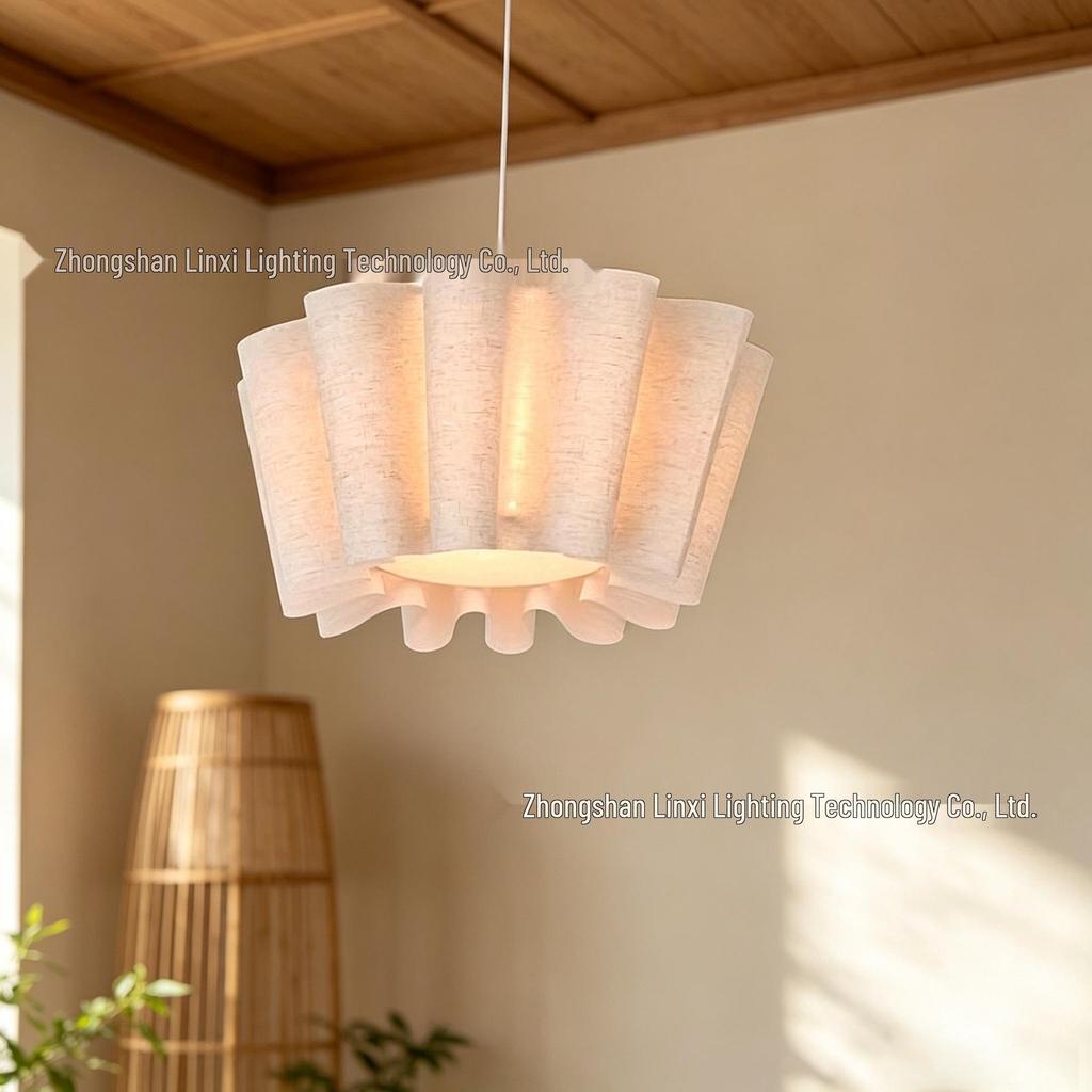 Nordic Wabi-Sabi Vintage Fabric Pendant Light for Bedroom, Living Room, Restaurant, or Tea Room.