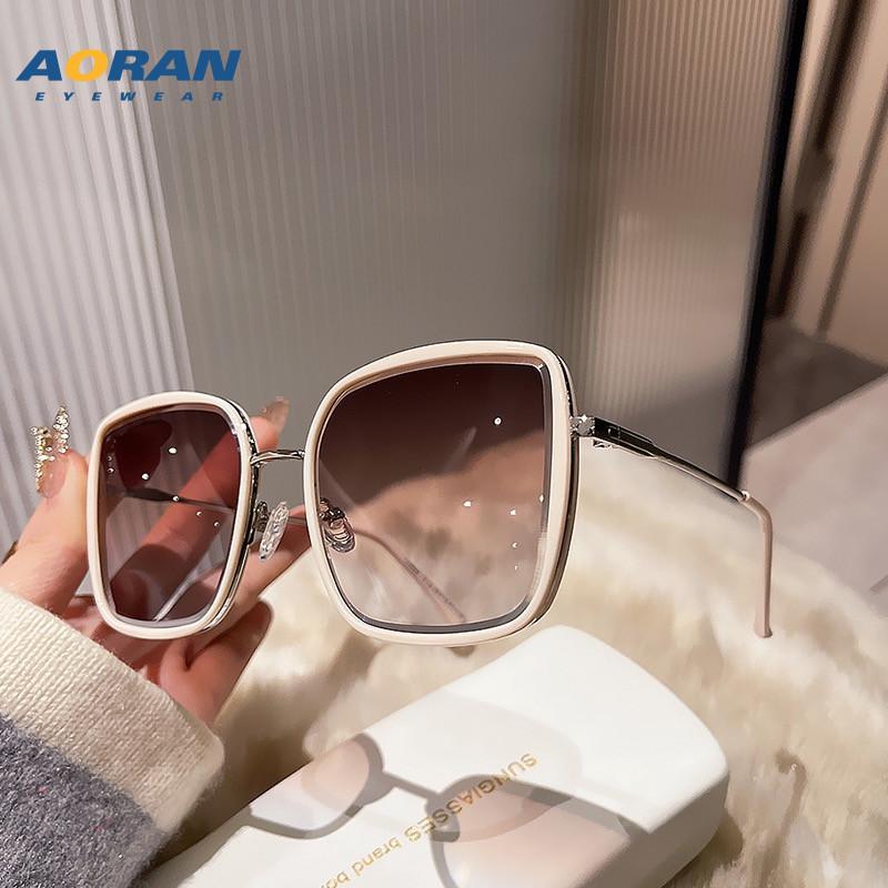 2026New Tea-colored Sunglasses for Women, Suitable for Summer Driving, UV Protection, High-end Feel, Large Frame, Makes the Face Look Smaller,