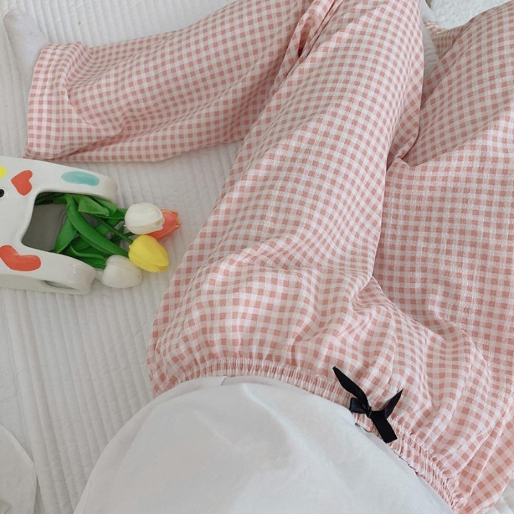 Wide Leg Casual Pants Women High Waist Sweet Trousers Fashion Girls’ Sleepwear  Spring Autumn