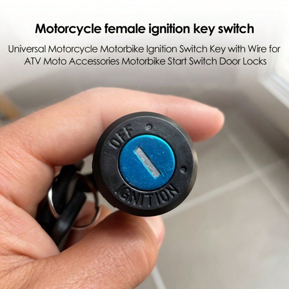 1PC Universal Motorcycle Ignition Switch Key with Wire – for ATV, Motorbike Start & Door Lock Accessories