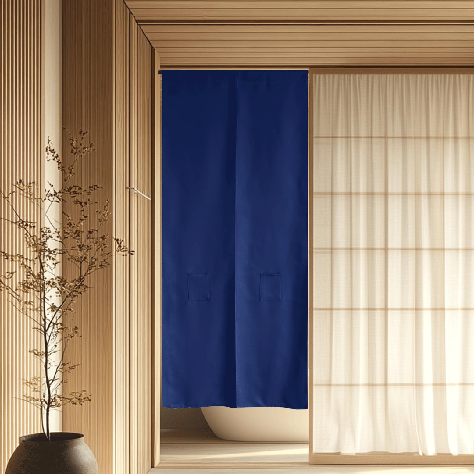 

PONY DANCE Japanese Thermal Privacy Long Width Length Royal 1 Piece Partition, Blackout, Curtain, Stylish, Privacy, Style, Noren, Insulation,