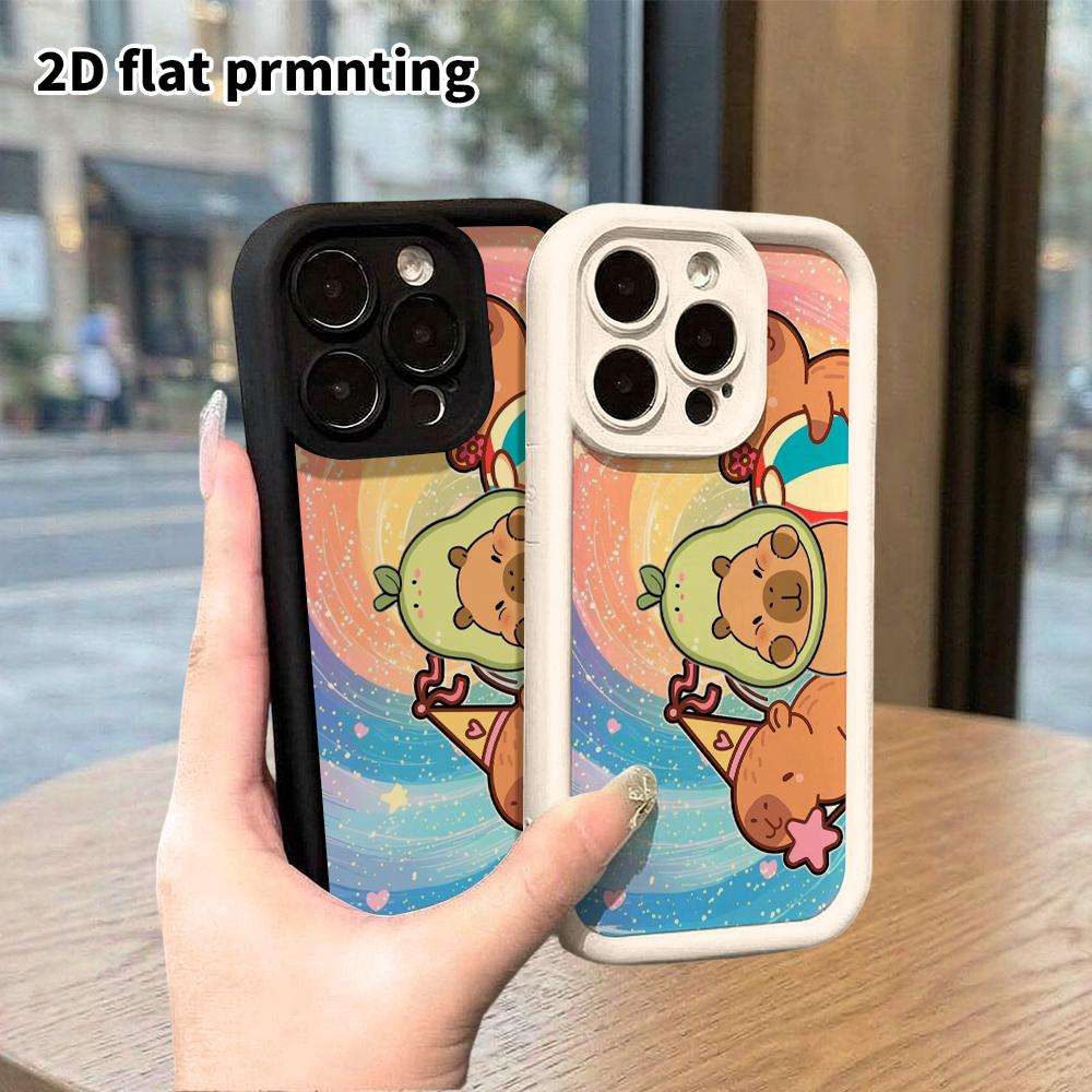 Phone case: 2D flat, suitable for iPhone 18 17 16 15 14 13 Pro protective case, three capybaras, perfect Christmas and Halloween holiday gift