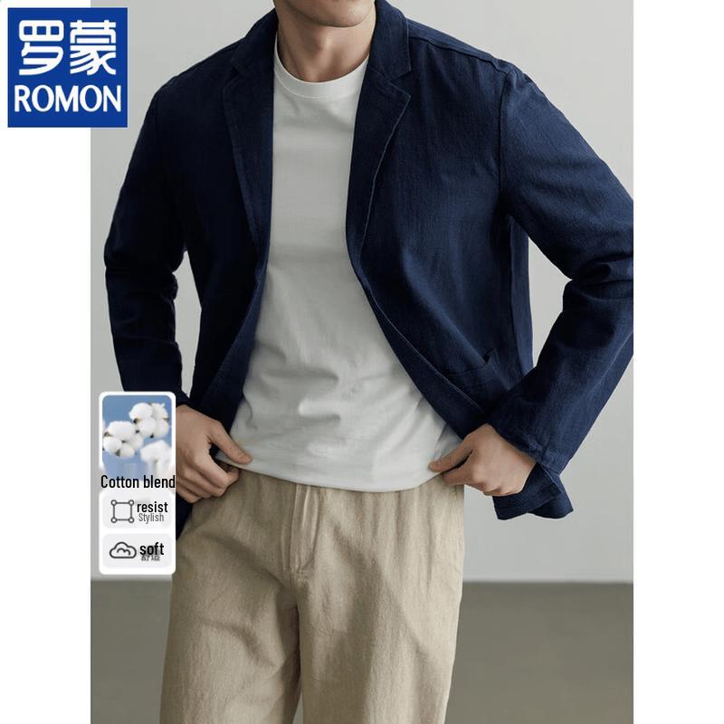 ROMON Men s Ramie Cotton Blend Casual Blazer L