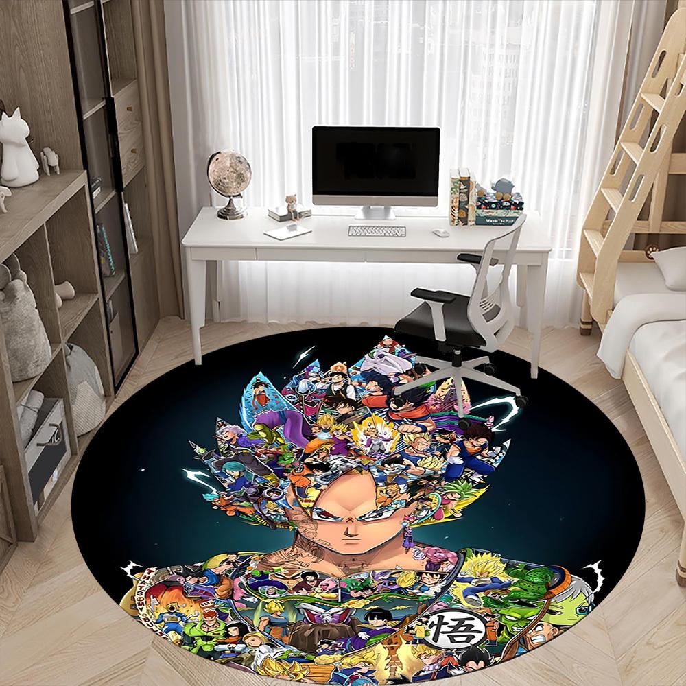 1pc Dragon Ball Characters Office Round Area Rug,  Under Office Chairs Bedroom Living Room Home Decor A0926189