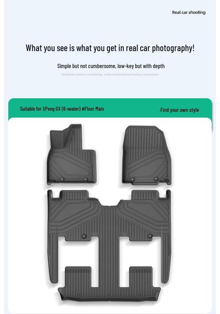 Eco-friendly TPE Floor & Trunk Mats for 2026 XPeng GX, with Backrest Protection.