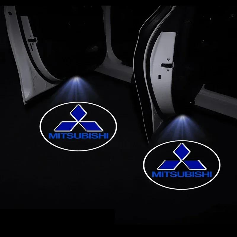 bljm6 1/2pcs LED Car Door Welcome Badge Light Car Logo Projector For Mitsubishi Outlander I200 Pajero Eclipse ASX Lancer Delica Ex