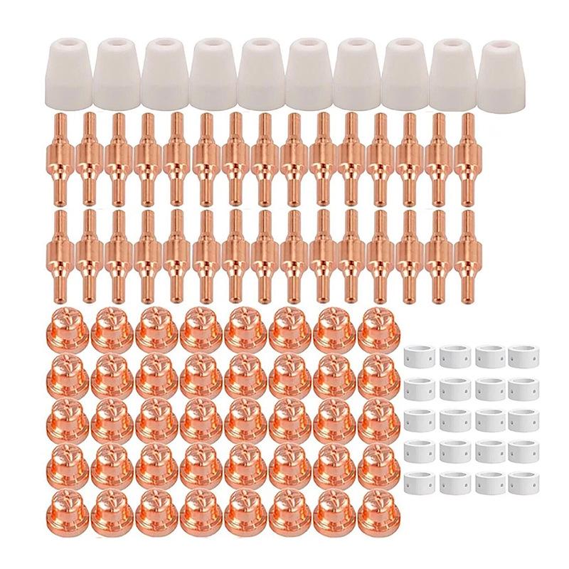 40A Plasmaskärare Förbrukningsdelar Kit: PT31, LG40, CUT40 - 100 stycken (Elektroder, Munstycken, Skydd, Kåpor, Virvelringar)