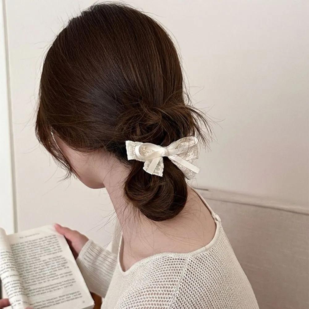 Leella Ribbon Hairpin / Lace Punching Mini Side Hair Point Clip Hairpin