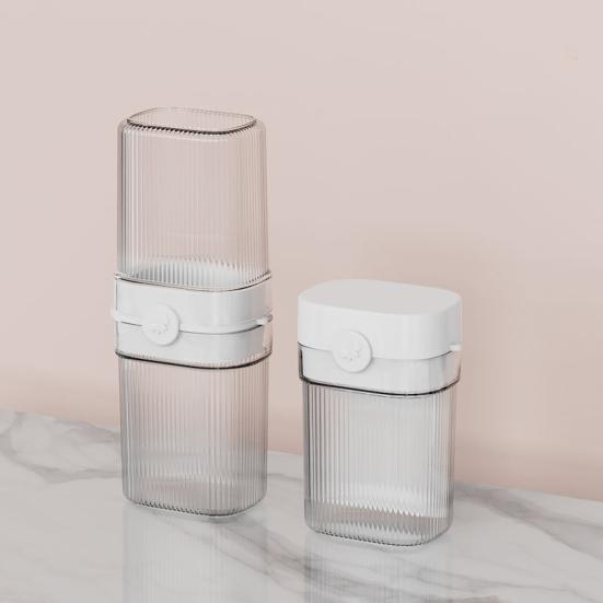 Mouthwash Cup Travel Portable Toothbrush Toothpaste Holder with Leak-Proof Sealing Cover All-in-one Travel Dental Kit