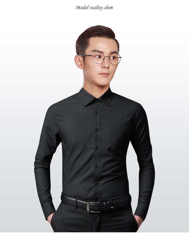 Męska koszula z długim rękawem Golden Shield w białe paski, o luźnym kroju, biznesowa, formalna, zapinana na guziki