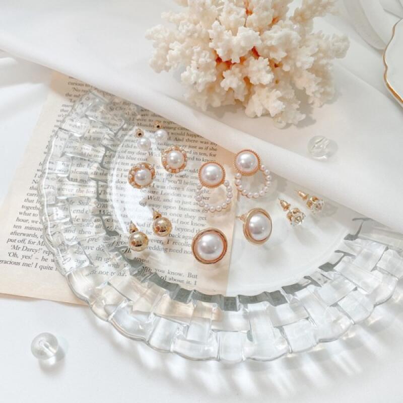 

White Pearl Earrings Set of 6