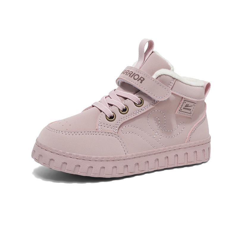 Warrior Kids' Winter Fleece-Lined High-Top Sneakers, 2025 Style - Girls' and Boys' Non-Slip Warm Cotton Shoes