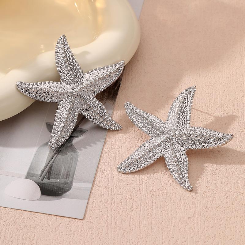 Dual-Layer Five-Petal Flower Earrings with Retro Striped Leaf Tassels