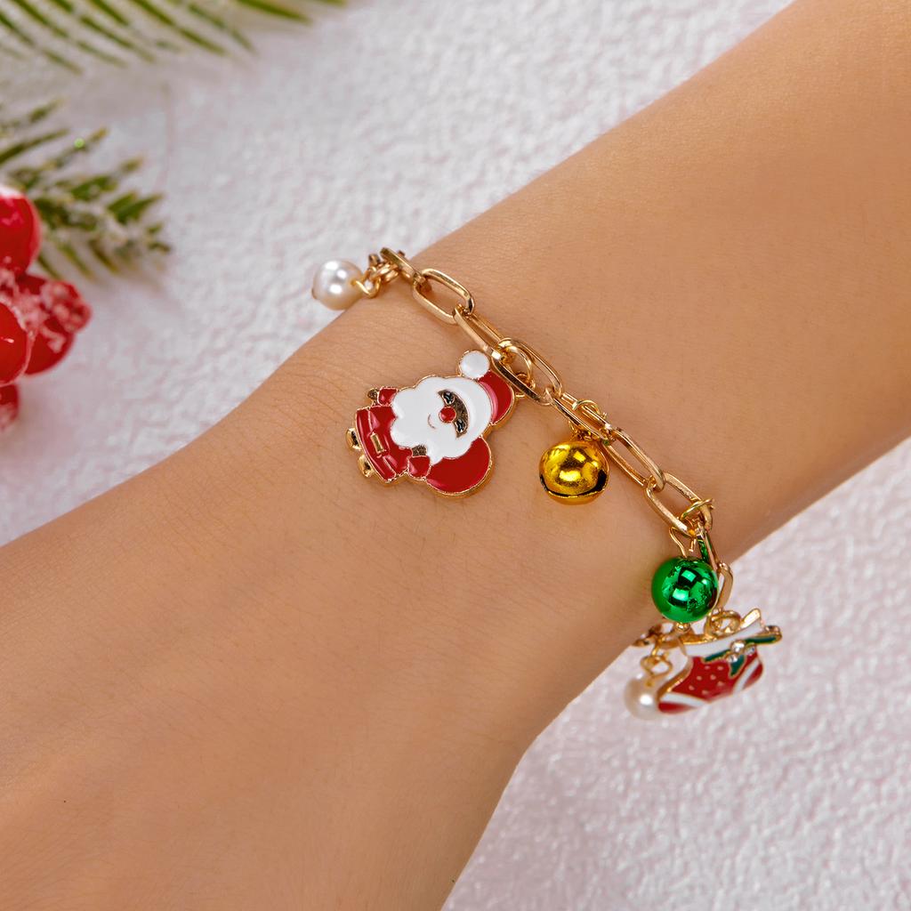 Christmas Metal Chain Necklace For Women Girls Santa Claus Snowman Bell Elk Wreath Pendant Clavicle Choker Party New Year Gifts