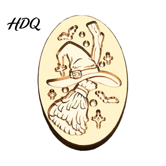 Creative Gift Packaging Halloween Themed Brass Wax Seal Stamp Head Pumpkin Ghost Witch Bat Engraved Head Replacement Sealing for Envelope Journal