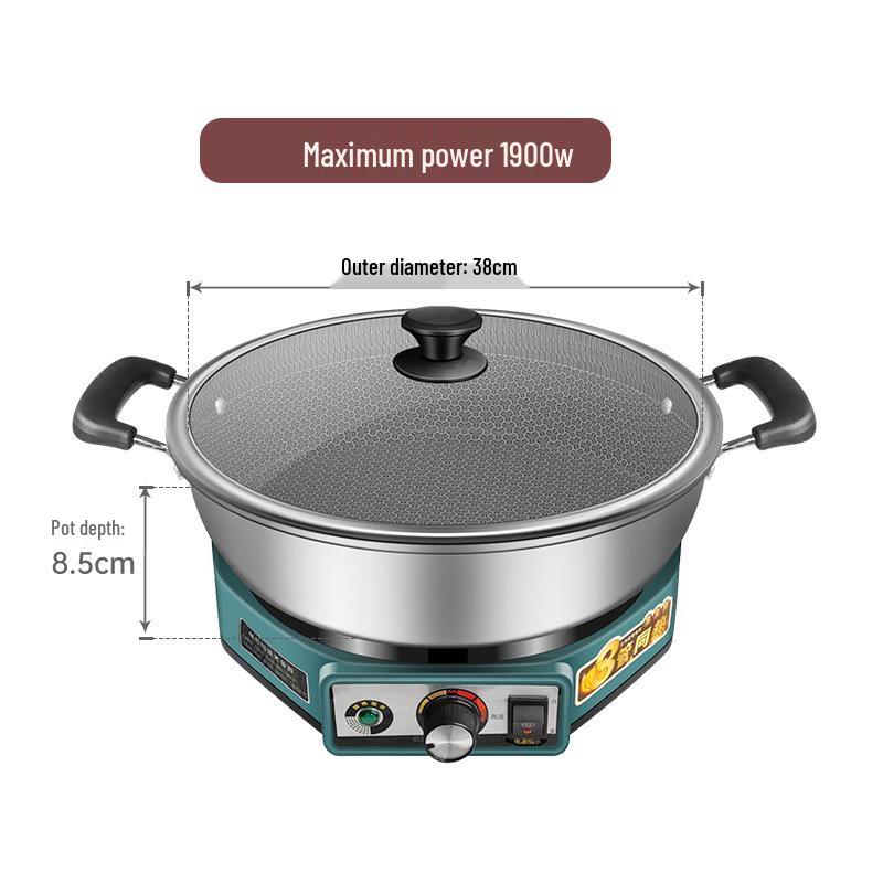 Stainless Steel Non-stick Electric Pancake and Frying Pan - Deepened and Enlarged Multi-functional Flat Bottom Grill Pan.