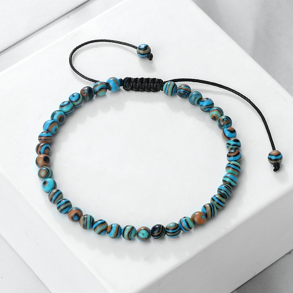 4 6 8mm Malachite Beaded Bracelet Natural Stone Green Blue Braided Bangles Handmade Healing Bracelets Jewelry Gifts for Friends