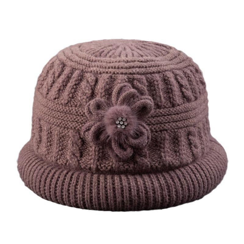 Women's Winter Scarf and Hat Set: Warm Knitted Velvet Thick Wool Accessories for Middle-Aged and Elderly Moms