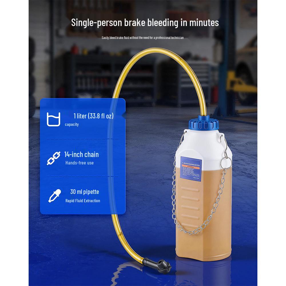 1L Brake Bleeder Kit with 30ml Fluid Extractor for Cars, Motorcycles, and ATVs