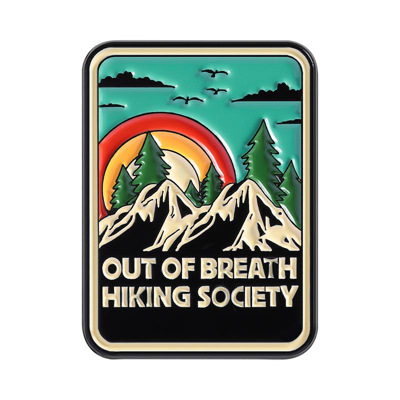 OUTDOOR HIKING Enamel Pins Custom HIKING IS MY THERAPY Brooches Lapel Badges Clothes Funny Jewelry Gift for Friends