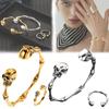 Punk Inspired Skull Jewelry Set Fashionable Bracelet Earrings Rings Halloween Accessories for Fashion Enthusiasts