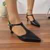 Soft Leather Sandals Women's Spring Summer Mid Heel Slip-On Oes Comfortable High Heels Korean Sle Sandals