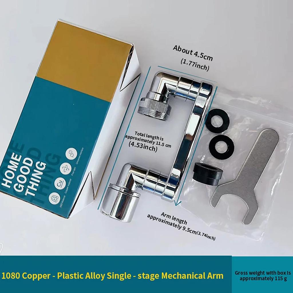 Stainless Steel Faucet Universal Rotation Splash-Proof Design Multi-Adapter Head Safe Drinking Water Includes Kitchen Bathroom