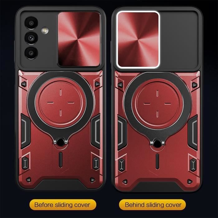Coque + 2 verres trempés pour samsung galaxy s25 plus (galaxy s25+) avec support métal - rouge
