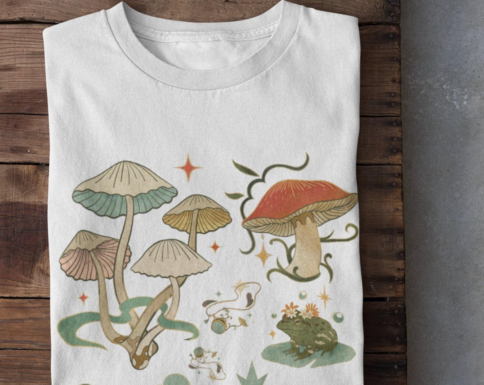 Mushroom Shirt, Frog Shirt, Goblincore Shirt, Magic Mushroom, Mushroom Tshirt, Fairy Shirt, Mushroom Top, Frog And Toad, Dark Academia Shirt S