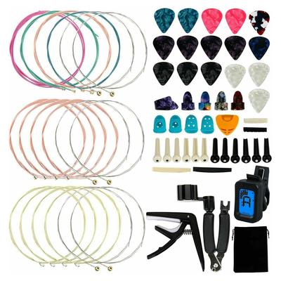 65Pcs Guitar Tool Changing Accessories Kit Guitar String Picks Winder Tuner Kit