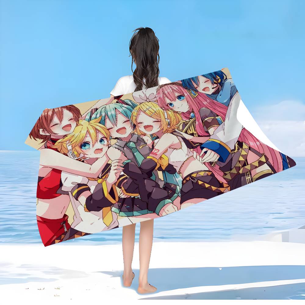 K-Kagamine-Len Microfiber Printed Beach Towel Mountain Climbing Yoga Beach Swimming Running Absorbent Soft Towel