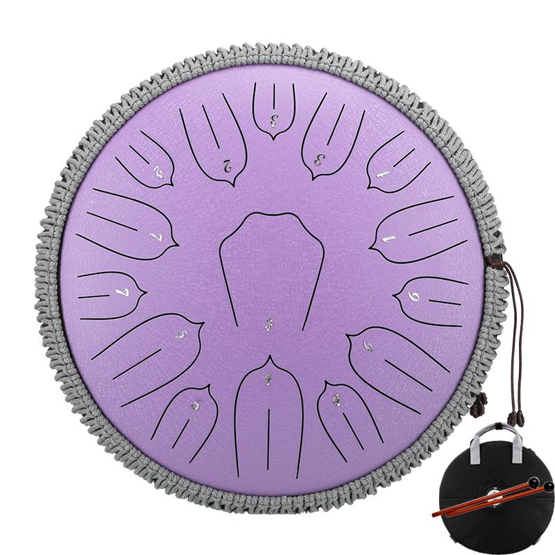Hluru 13 Inch 15 Notes Glucophone Tank Drum Key D Steel Tongue Drum for Drop shippping Hanpan Meditation Instrument