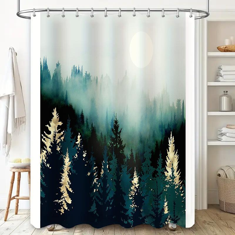 Forest Shower Curtain Nature Trees Woodland Landscape Backdrop Vintage Rustic Bathroom Decor Home Decor Artistic Wall Hanging