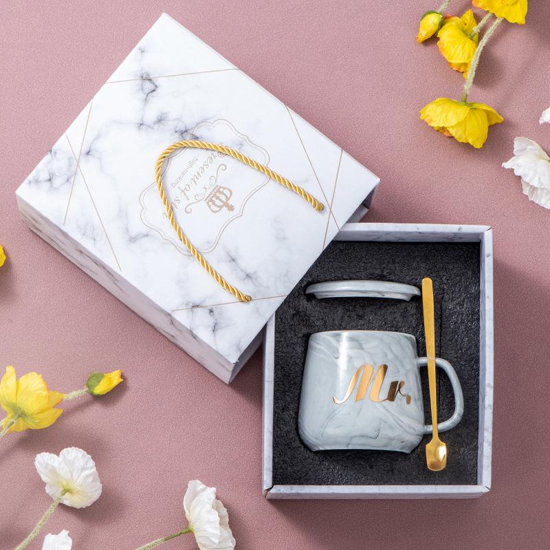 Souvenir Ceramic Couple Cup Set: Perfect for Weddings, Full Moons, Openings, or Business Gifts, with Custom Logo Printing Available.