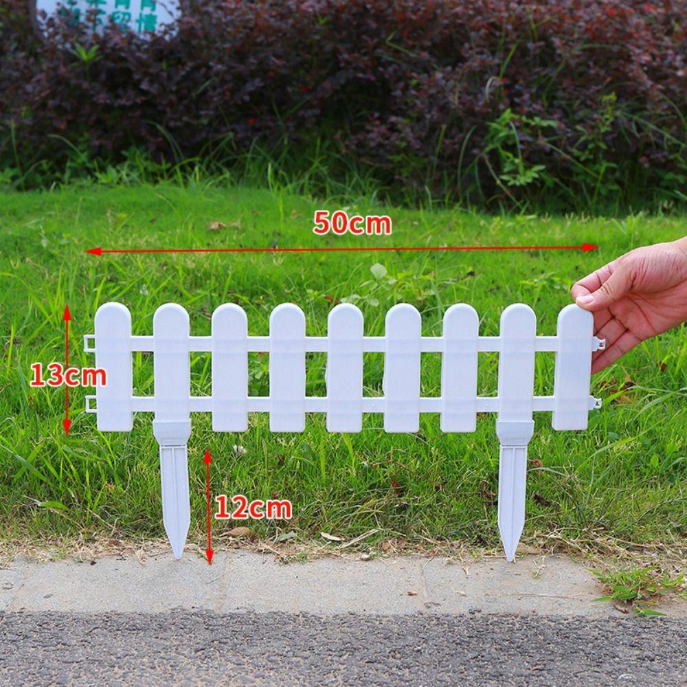 5pcs Plastic Garden Fence White Picket Fence Border Lawn Flowerbeds Plant Borders Decorative Lightweight Easy Installation