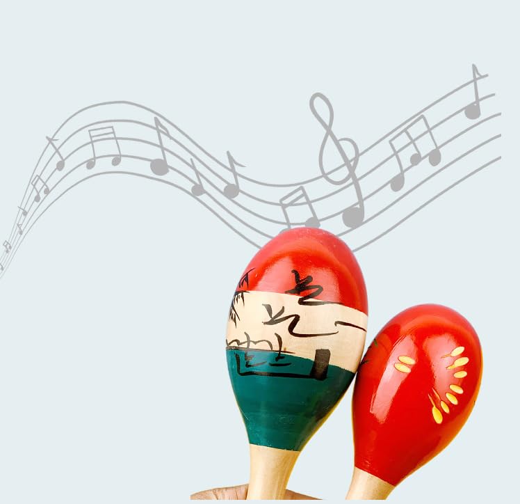 (pont Du Monde) Maracas, Percussion Instrument for Latin Percussion, Eurhythmics, Wooden (Set of 2) (Small Engraved)