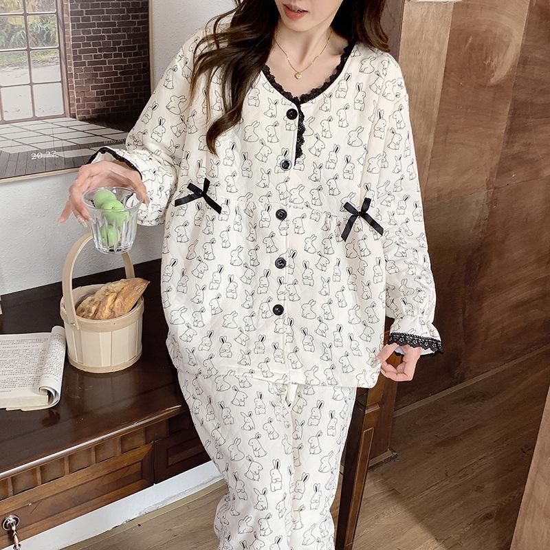 Air Cotton Maternity Pajama Set: Spring & Autumn Nursing and Postpartum Wear for Women