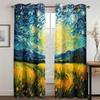 Pastoral Life Landscape Decorative Curtains Oil Painting Style 2 Piece Set Living Room Bedroom Office Window Decorative Curtains